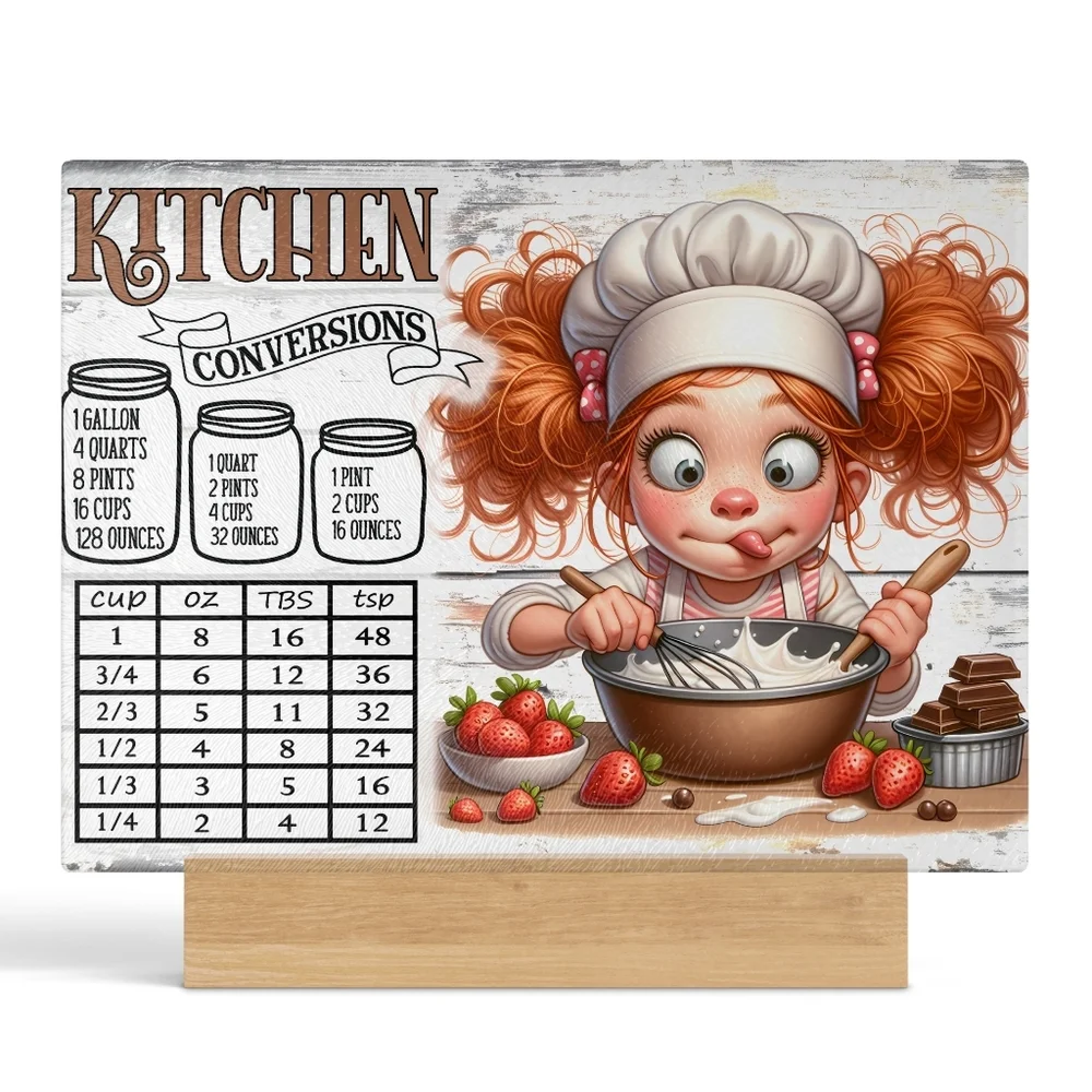 Glass Cutting Board Charming Kitchen Conversion Chart with Chef Design